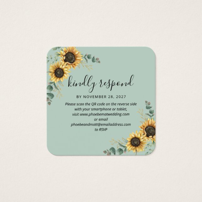 Código QR de Girassol Eucalipto Site de Casamento  (Frente)