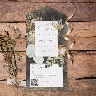 Código QR de Grama Preto-Preto de Boho