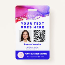 Código QR de ID de Foto do Trabalho Crachá Púrpura