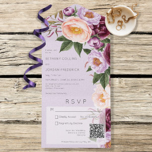 Código QR de Lavanda de Vintage Maroon & Peach Peo