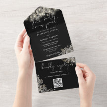 Código QR de Luzes de Cordão de Rosas Pretas Gótic