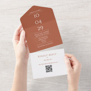 Código QR de Monograma de Terracota com Data de Ca