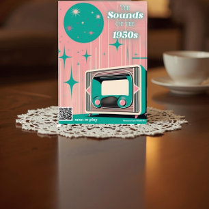 Código QR de Música dos Anos 1950 em Cartão de Abe