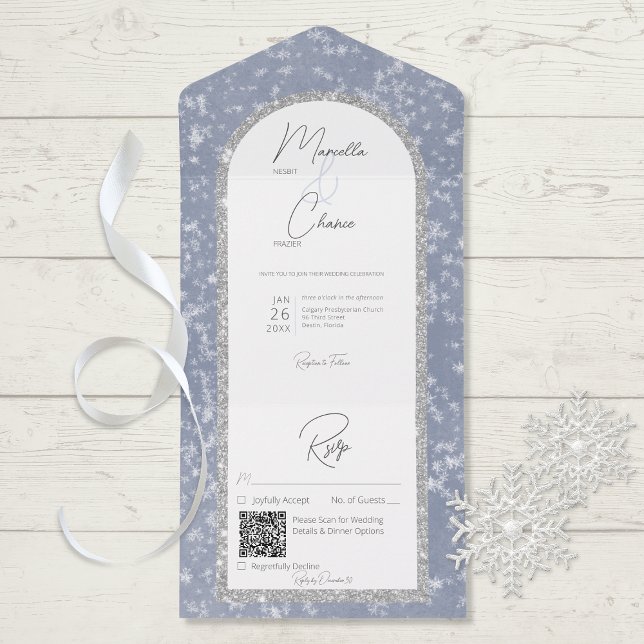 Código QR de Neve Azul e Silver Dusty Moderno (Criador carregado)