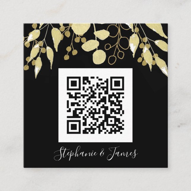 Código QR de Orçamento Convite Dourado de Casament (Frente)