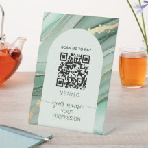 Código QR de pagamento venmo verde sálvia dourado