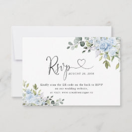 Código QR de Resposta de Casamento Botânico Azul S