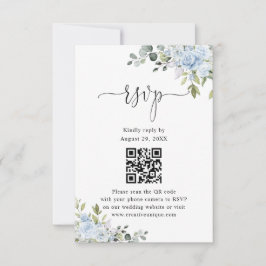 Código QR de Resposta de Casamento Botânico Azul S