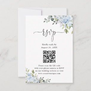Código QR de Resposta de Casamento Botânico Azul S