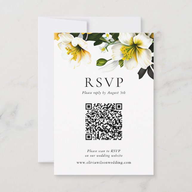 Código QR de Resposta de Casamento Floral Amarelo  (Frente)