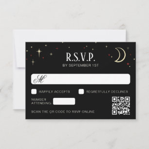 Código QR de Resposta de Casamento Lua Crescente E