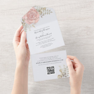 Código QR de Rosa Floral de Cor de Água Elegante D