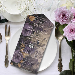 Código QR de Rosa púrpura escura escura elegante