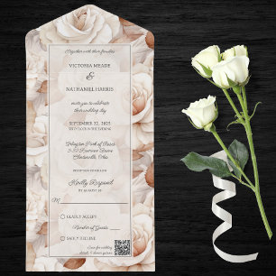 Código QR de Rosas de marfim e ferrugem
