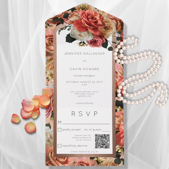 Código QR de Rosas Russos Rosa e Blush (Criador carregado)