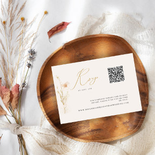 Código QR de RSVP com Flores Prensadas e Dourado R
