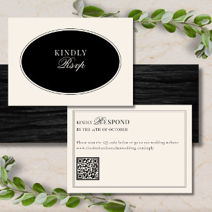 Código QR de RSVP de casamento Black Ivory Elegant