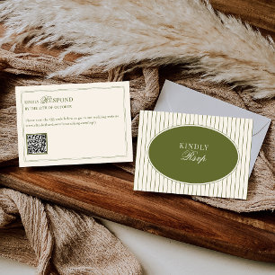 Código QR de RSVP de casamento com listras verde-o