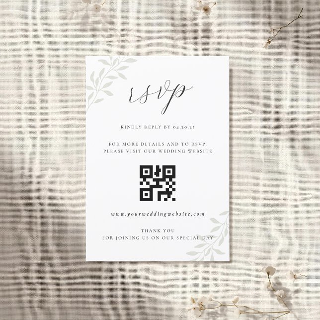 Código QR de RSVP de casamento com verde elegante  (Criador carregado)