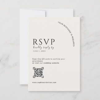 Código QR de RSVP de casamento editorial em marfim