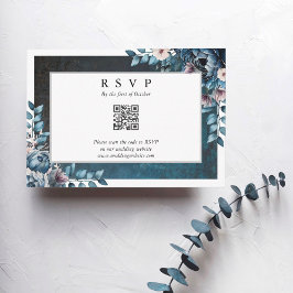 Código QR de RSVP de Casamento Elegante Blue Marbl