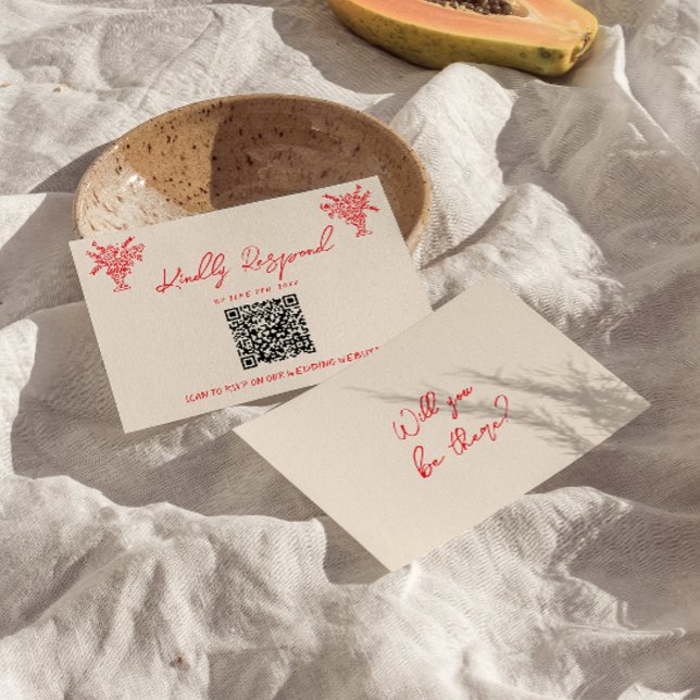 Código QR de RSVP de casamento exclusivo vermelho  (Criador carregado)