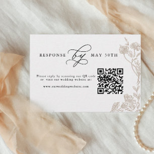 Código QR de RSVP de casamento floral desenhado à 