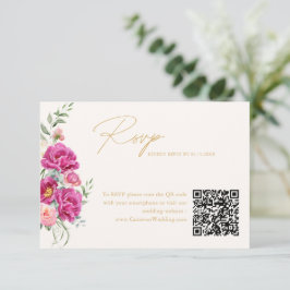 Código QR de RSVP de casamento floral rosa vibrant