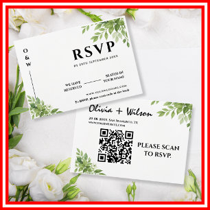 Código QR de RSVP de Casamento Folhas de Verdura V