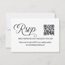 Código QR de RSVP de casamento minimalista preto e