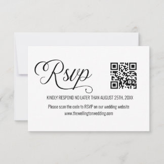 Código QR de RSVP de casamento minimalista preto e
