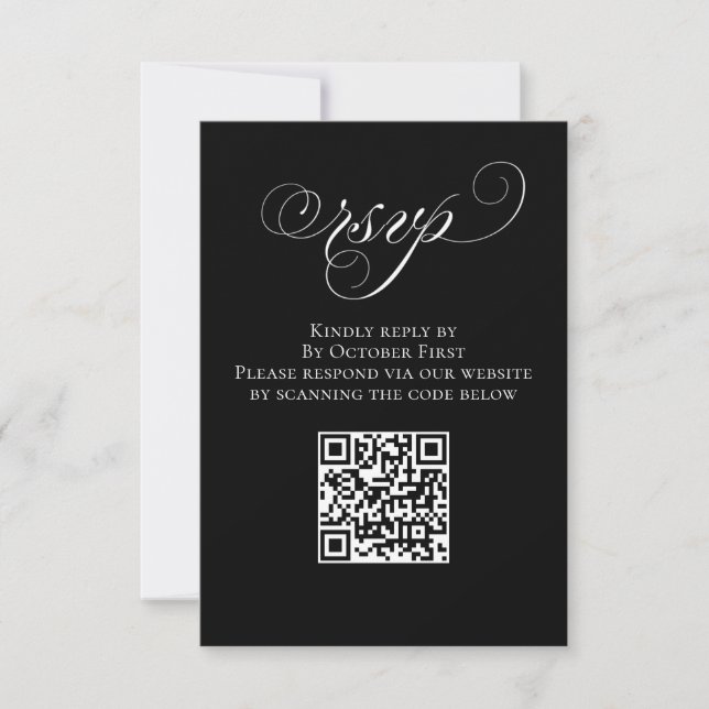 Código QR de RSVP de Casamento Preto e Branco (Frente)