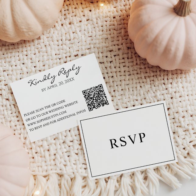 Código QR de RSVP de Casamento Preto e Branco Mini (Criador carregado)