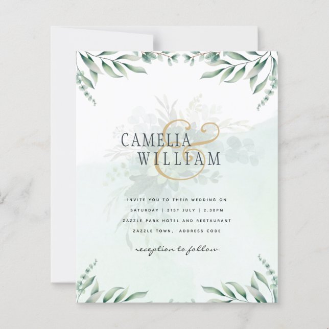 CÓDIGO QR de RSVP de Convites de Casamento Verde (Frente)