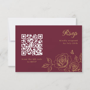 Código QR de RSVP de Quinceañera Floral Vermelho e