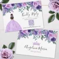 Código QR de RSVP de Quinze Anos Floral Roxo