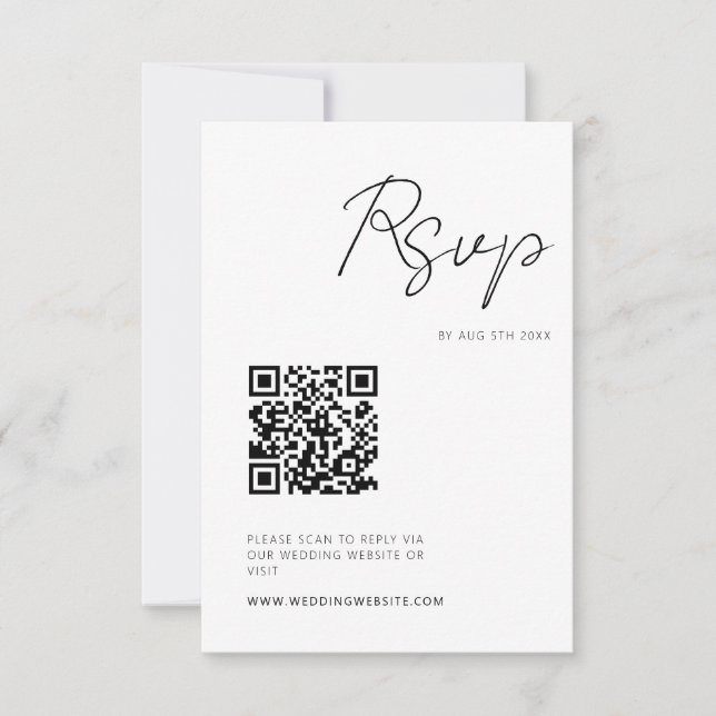 Código QR de RSVP de Script Minimalista Moderno (Frente)