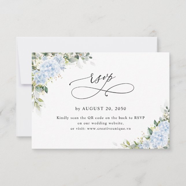 Código QR de RSVP do Site de Casamento Floral Hydr (Frente)