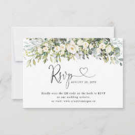 Código QR de RSVP do Site de Noivado Floral Branco