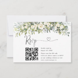Código QR de RSVP do Site de Noivado Floral Branco