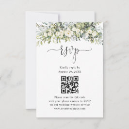 Código QR de RSVP do Site de Noivado Floral Branco