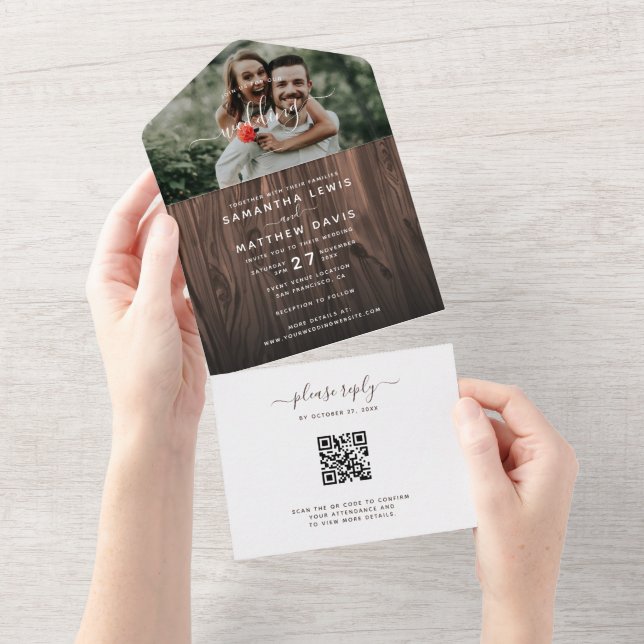 Código QR de RSVP para Casamento ao Ar Livre com F (Aba destacável)