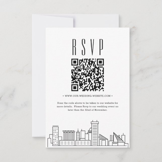 Código QR de RSVP para casamento em Baltimore (Frente)