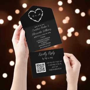 Código QR de RSVP Uniforme de Script Preto Elegant