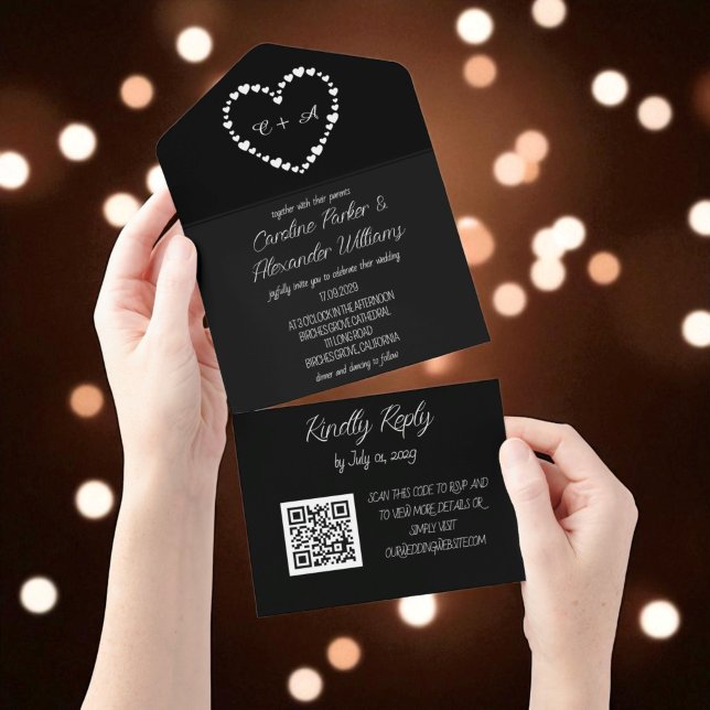 Código QR de RSVP Uniforme de Script Preto Elegant (Criador carregado)