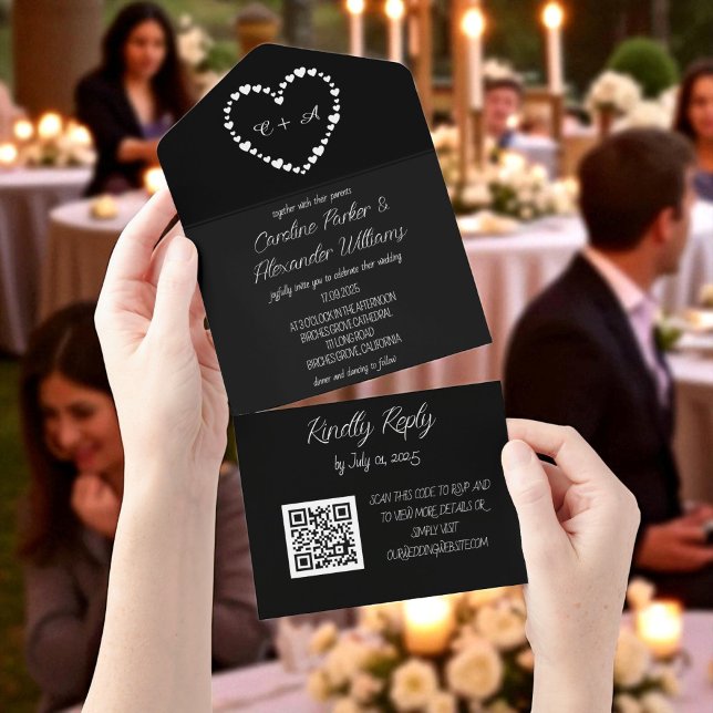 Código QR de RSVP Uniforme de Script Preto Elegant (Criador carregado)