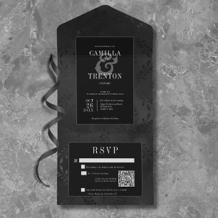 Código QR de Satin Floral Preto e Preto-Gótico Esc