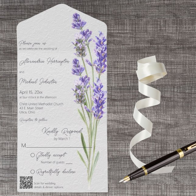 Código QR de Sprigs de Heather Simples Modernos (Also available without QR code. )
