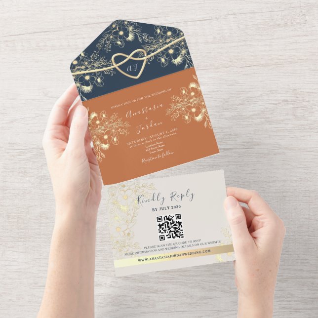 Código QR de Terracota para Casamento (Aba destacável)