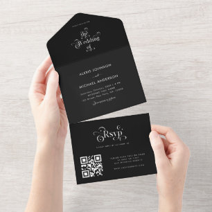 Código QR de Tipografia Retro Minimalista Preta
